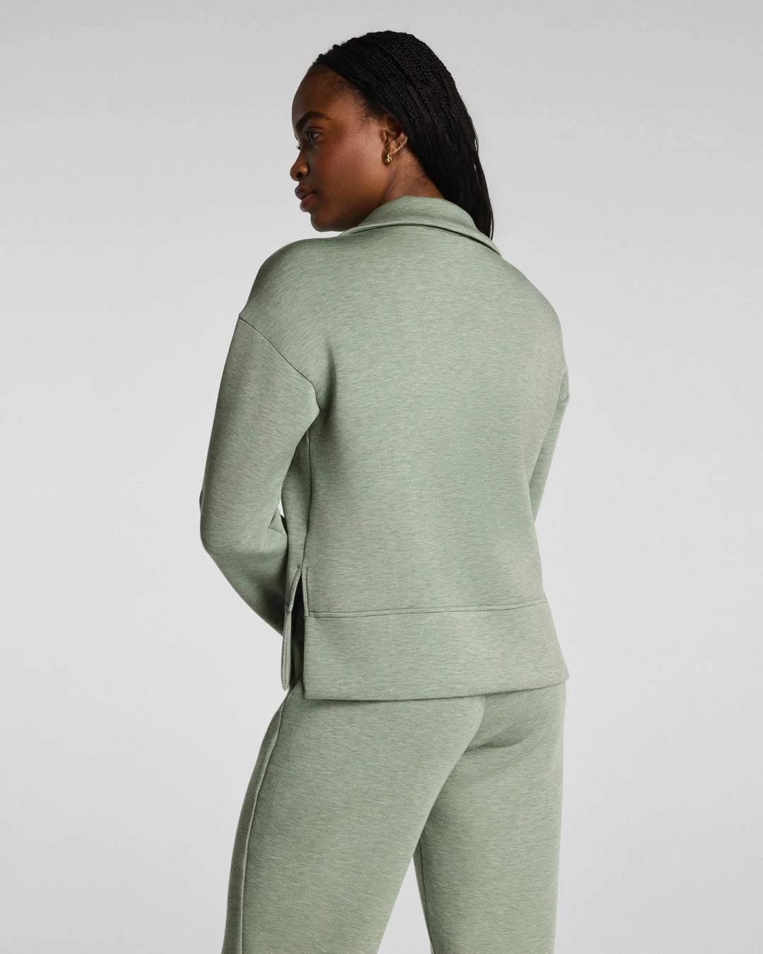 AirEssentials Polo Top  | Sage Brushed Heather - Charlotte's Inc
