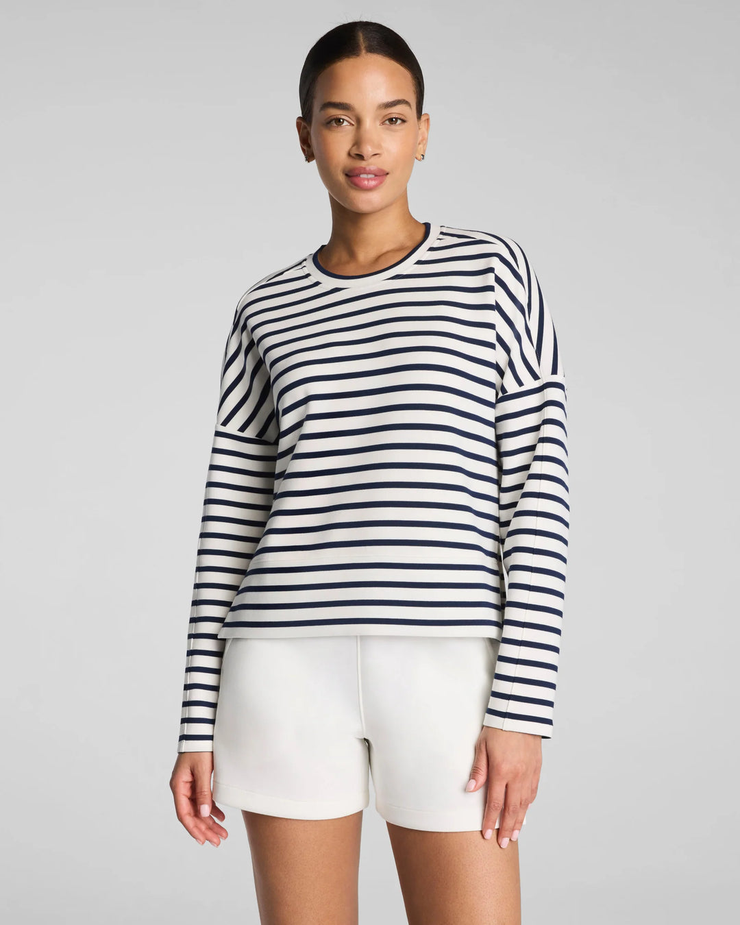 Crewneck Long Sleeve Top | Timeless Navy Striped