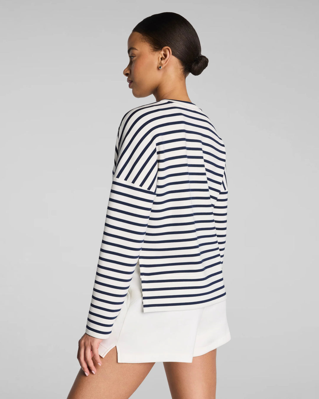Crewneck Long Sleeve Top | Timeless Navy Striped