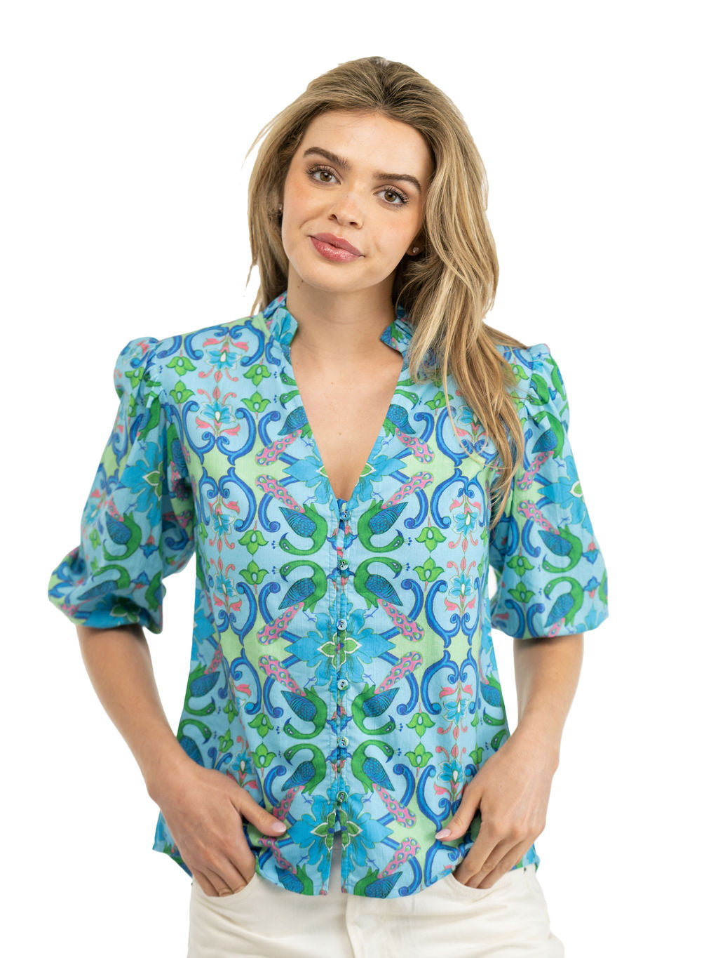 Lily Top | Spring Peacock Blue
