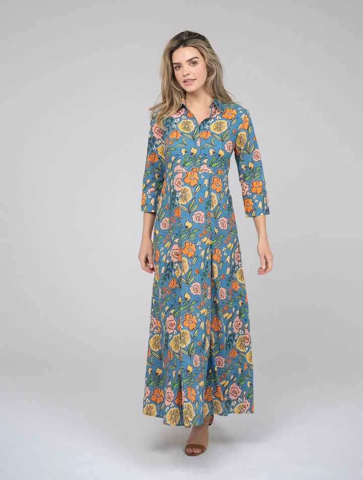 Alexa Dress | Fall Garden - Blue