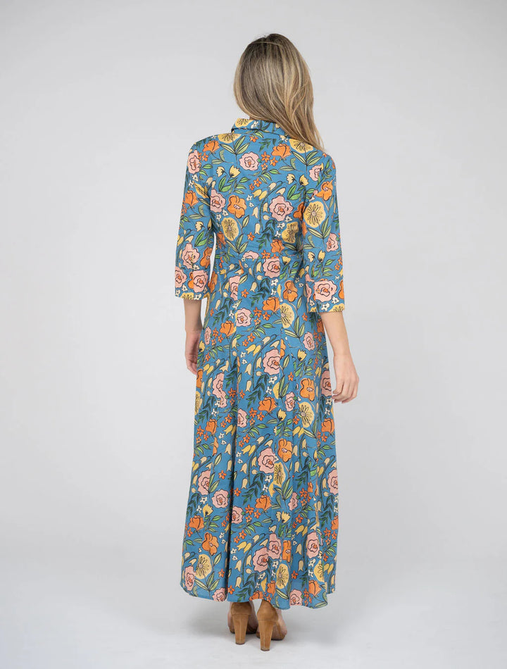 Alexa Dress | Fall Garden - Blue