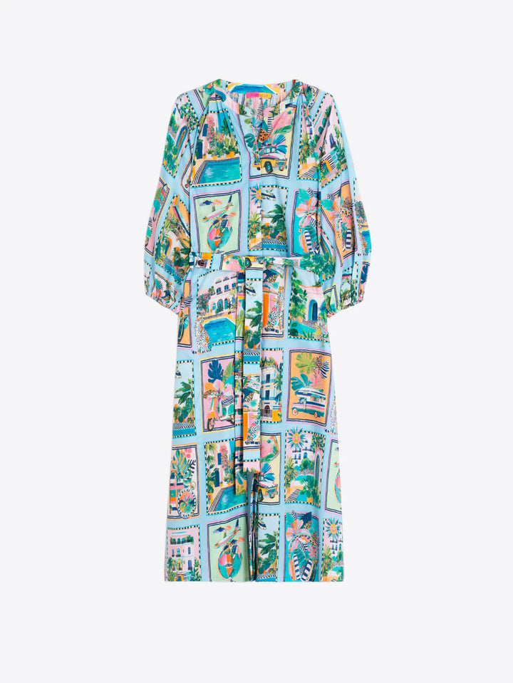 Tropical Scene Dress | Turquoise