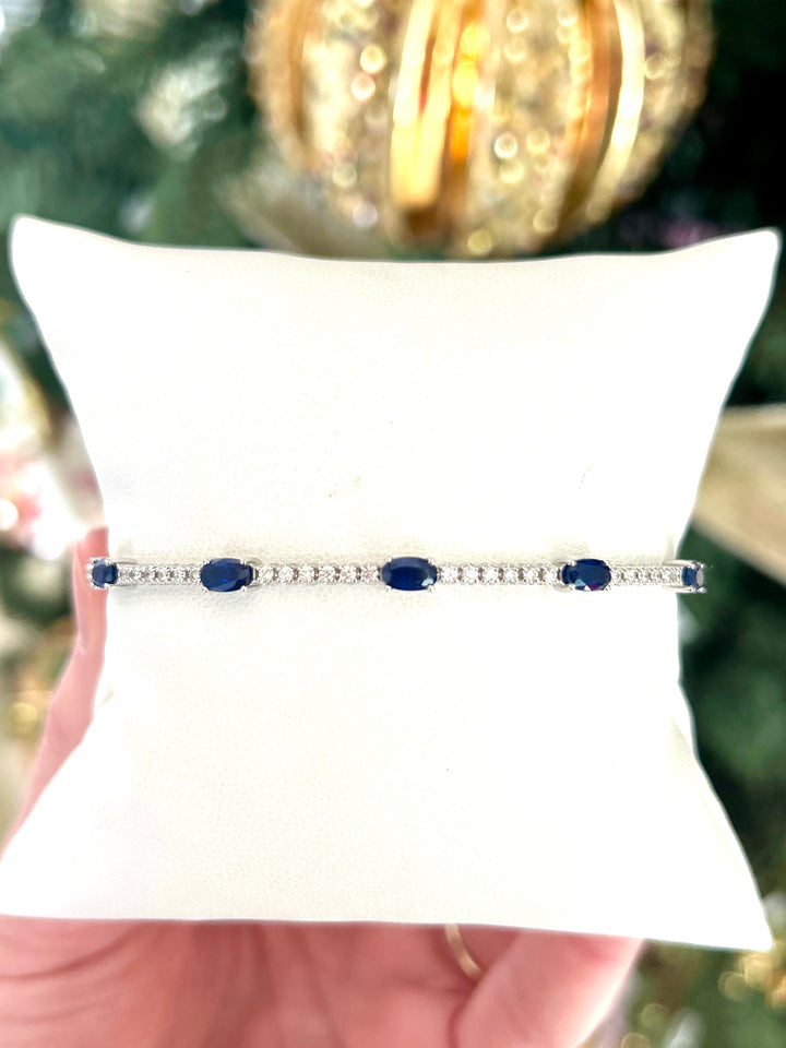 14kt White Gold .55 Sapphire and .42 Diamond Flex Bracelet