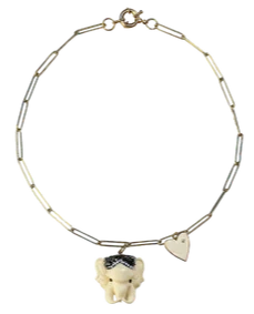 Nicola Bathie Paperclip Chain Elephant Charm Necklace