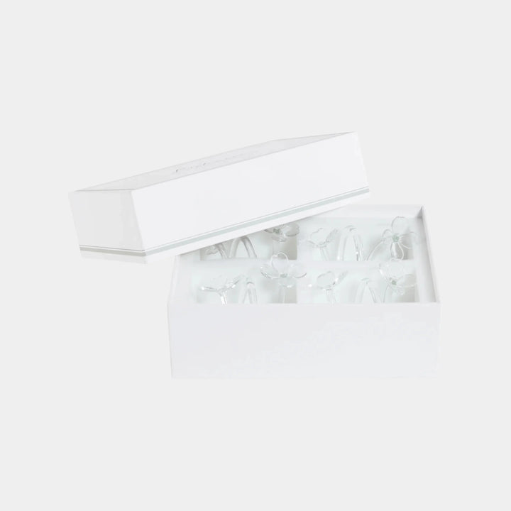 Botanica Glass Flower Napkin Ring Holder Set of 4