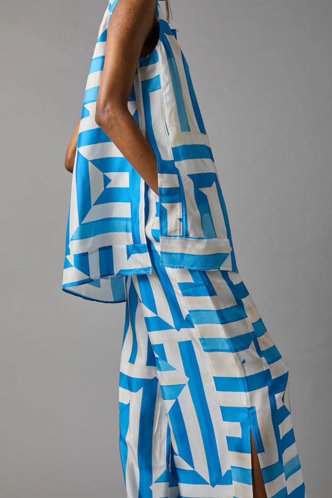 Pajama Shirt | Blue Awning Strip