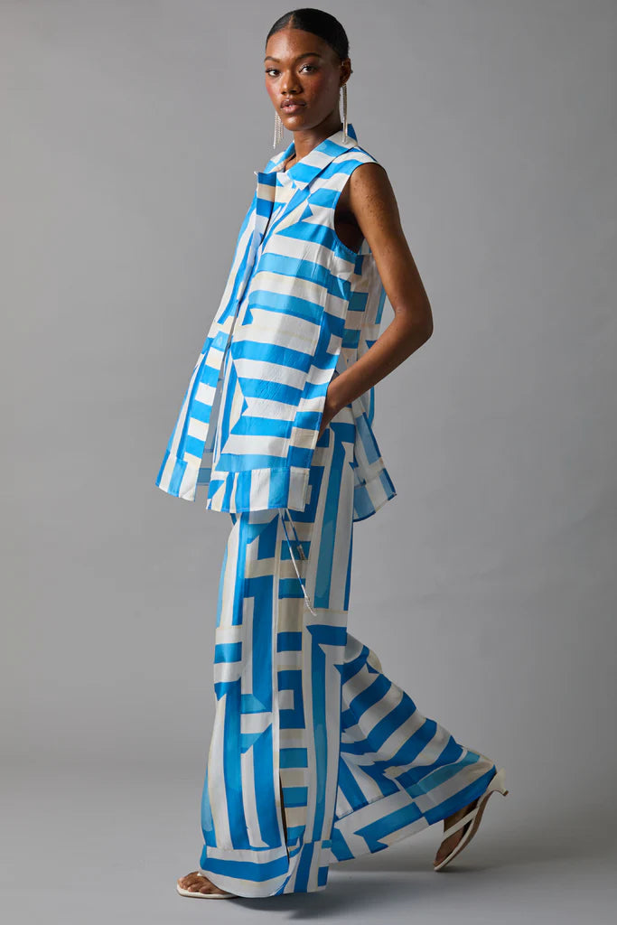 Pajama Shirt | Blue Awning Strip