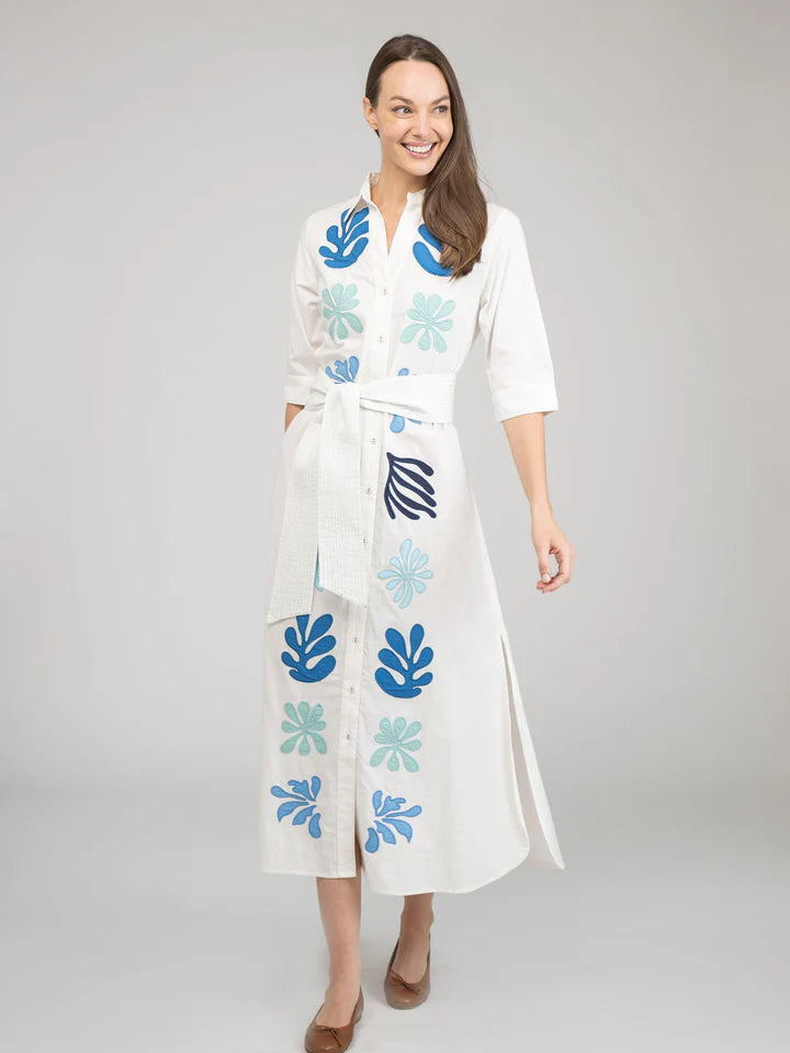Eloise Dress | Large Leaf Poplin with Patchwork