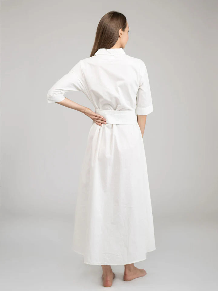 Eloise Dress | Large Leaf Poplin with Patchwork