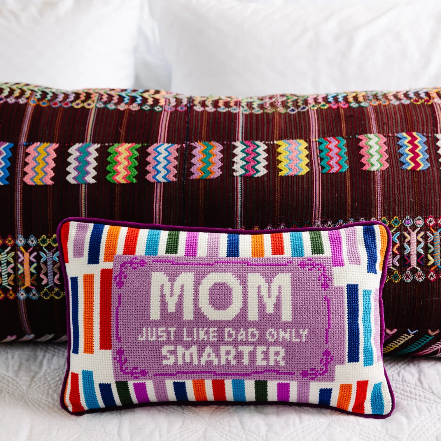 Mom Rules Needlepoint Pillow - Thumbnail 4