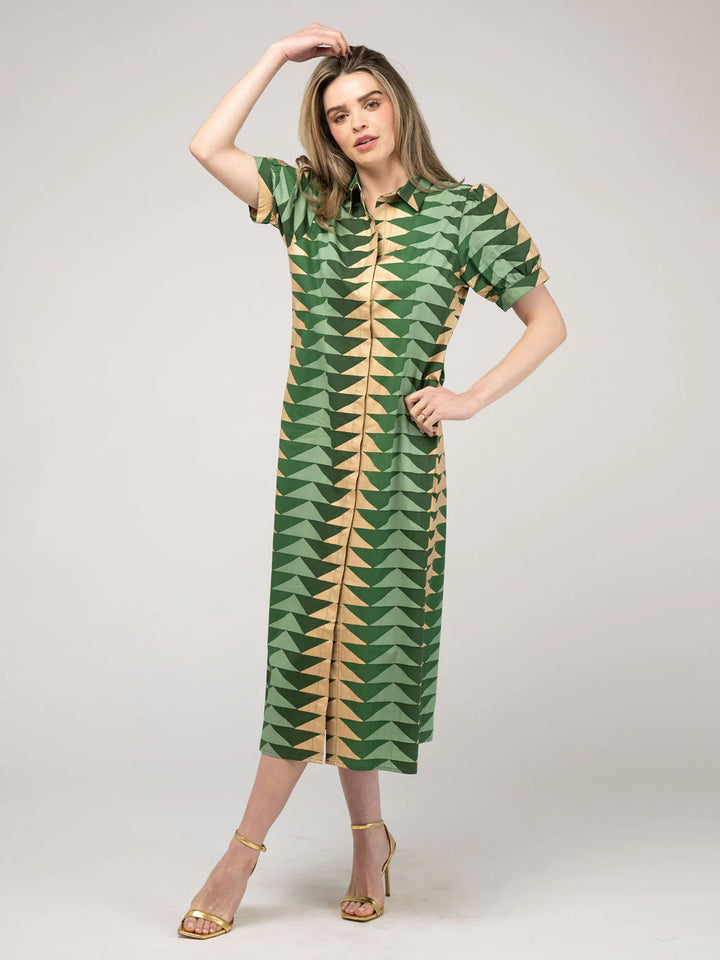 Kris Dress | Bagru Triangle - Pine