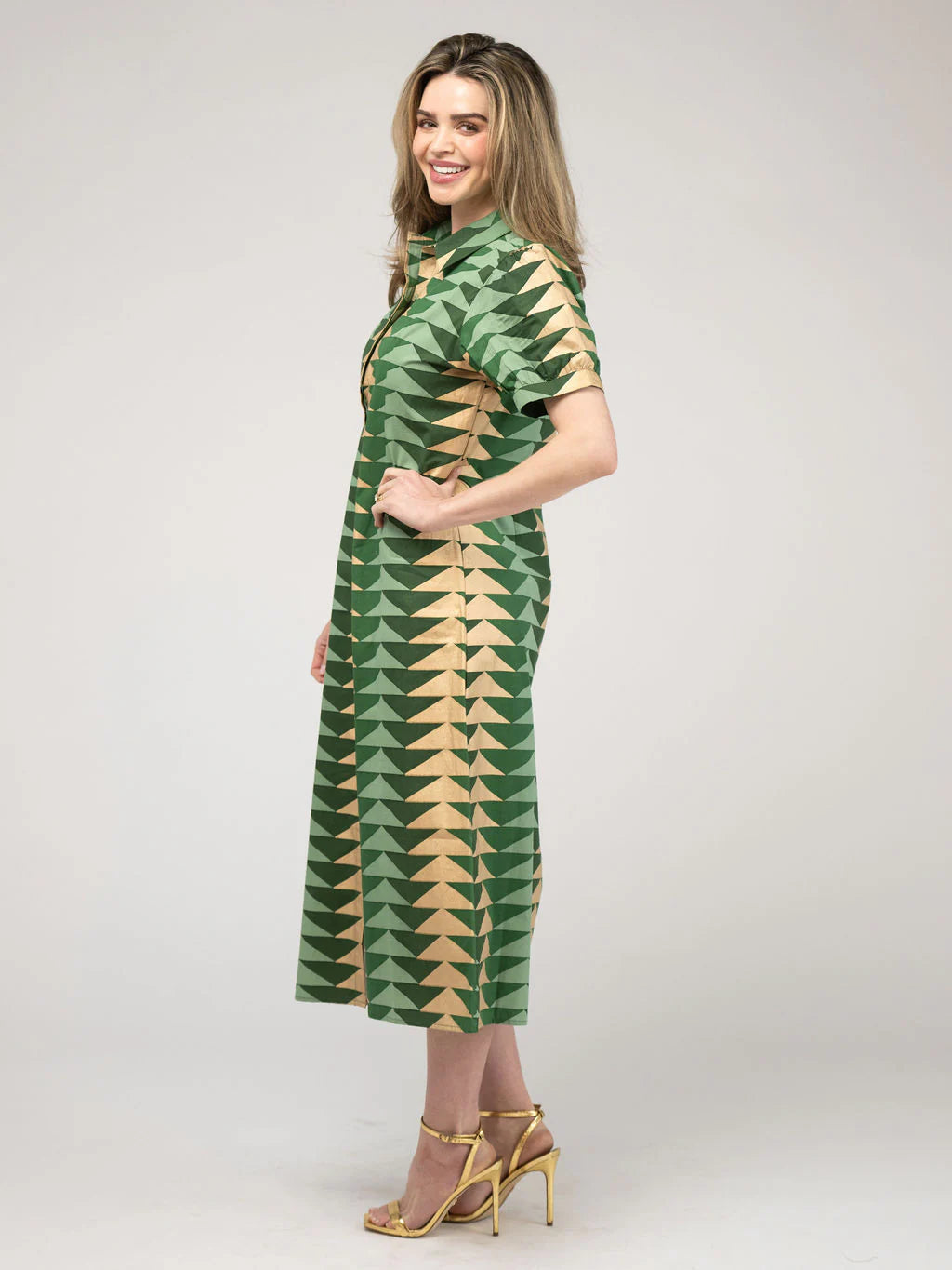 Kris Dress | Bagru Triangle - Pine