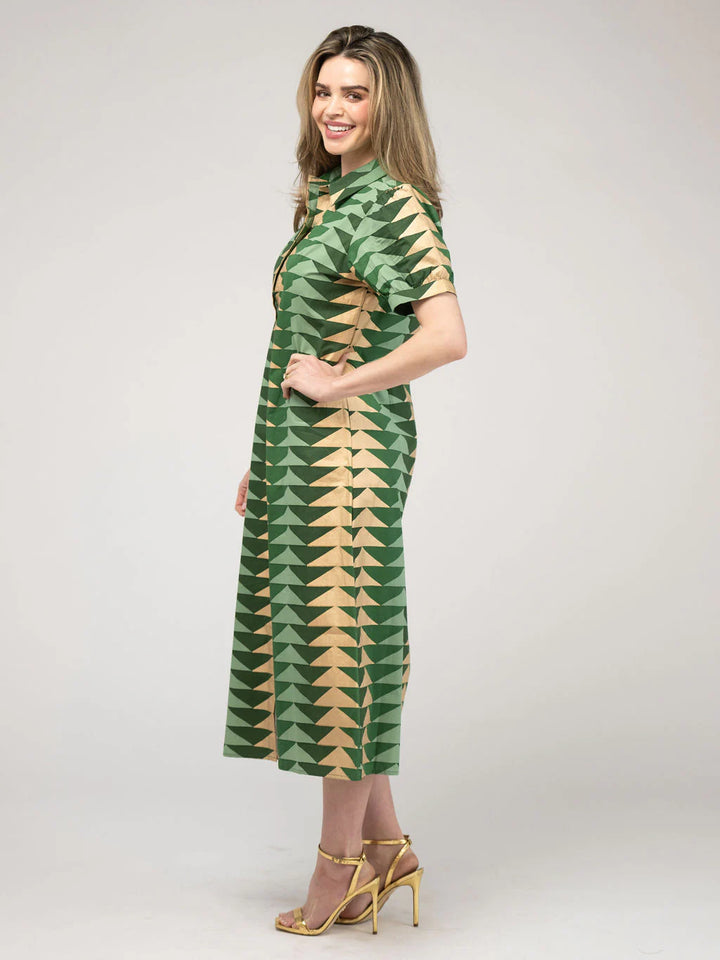 Kris Dress | Bagru Triangle - Pine