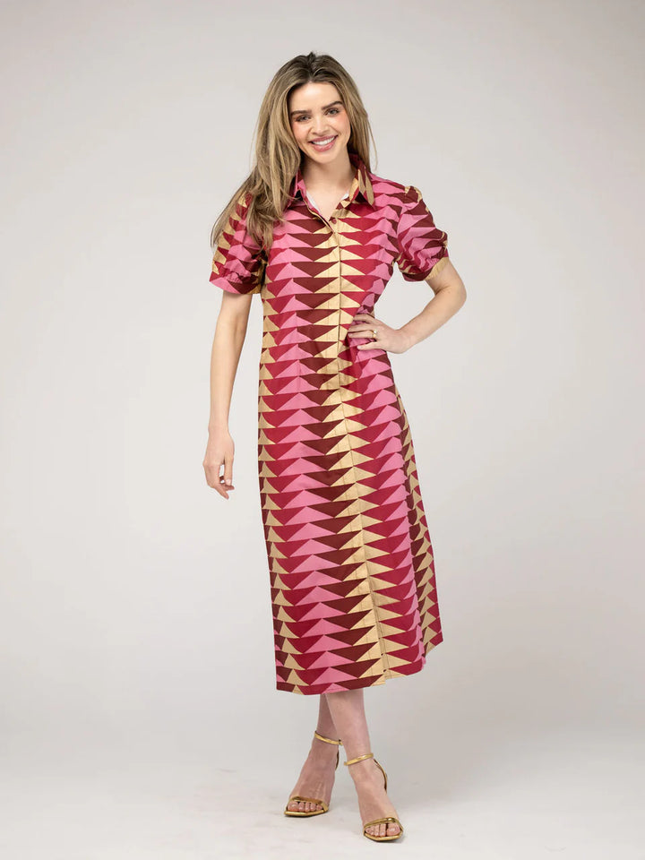 Kris Dress | Bagru Triangle - Cranberry