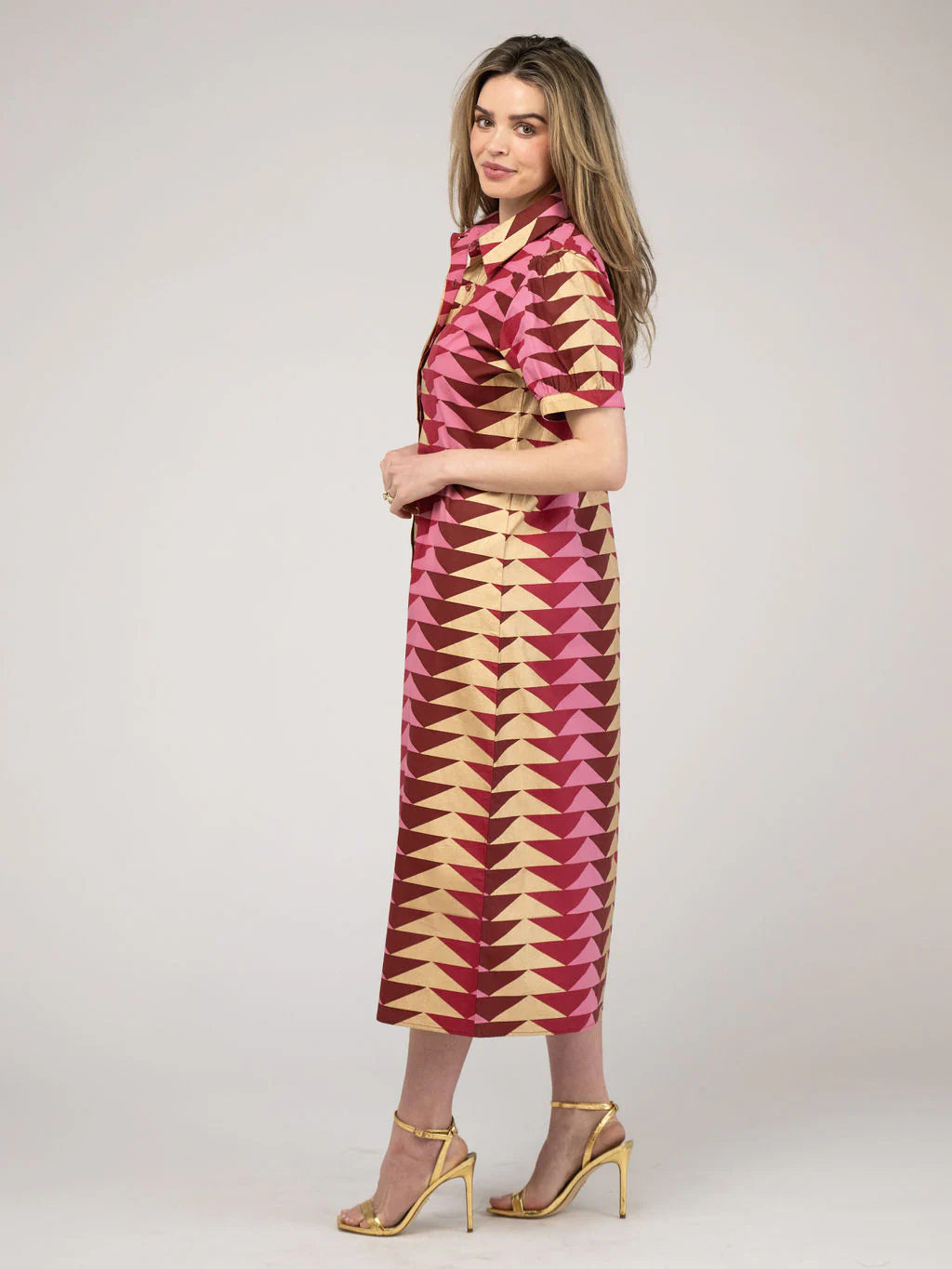 Kris Dress | Bagru Triangle - Cranberry