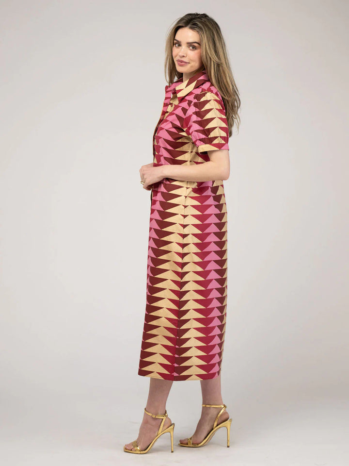 Kris Dress | Bagru Triangle - Cranberry