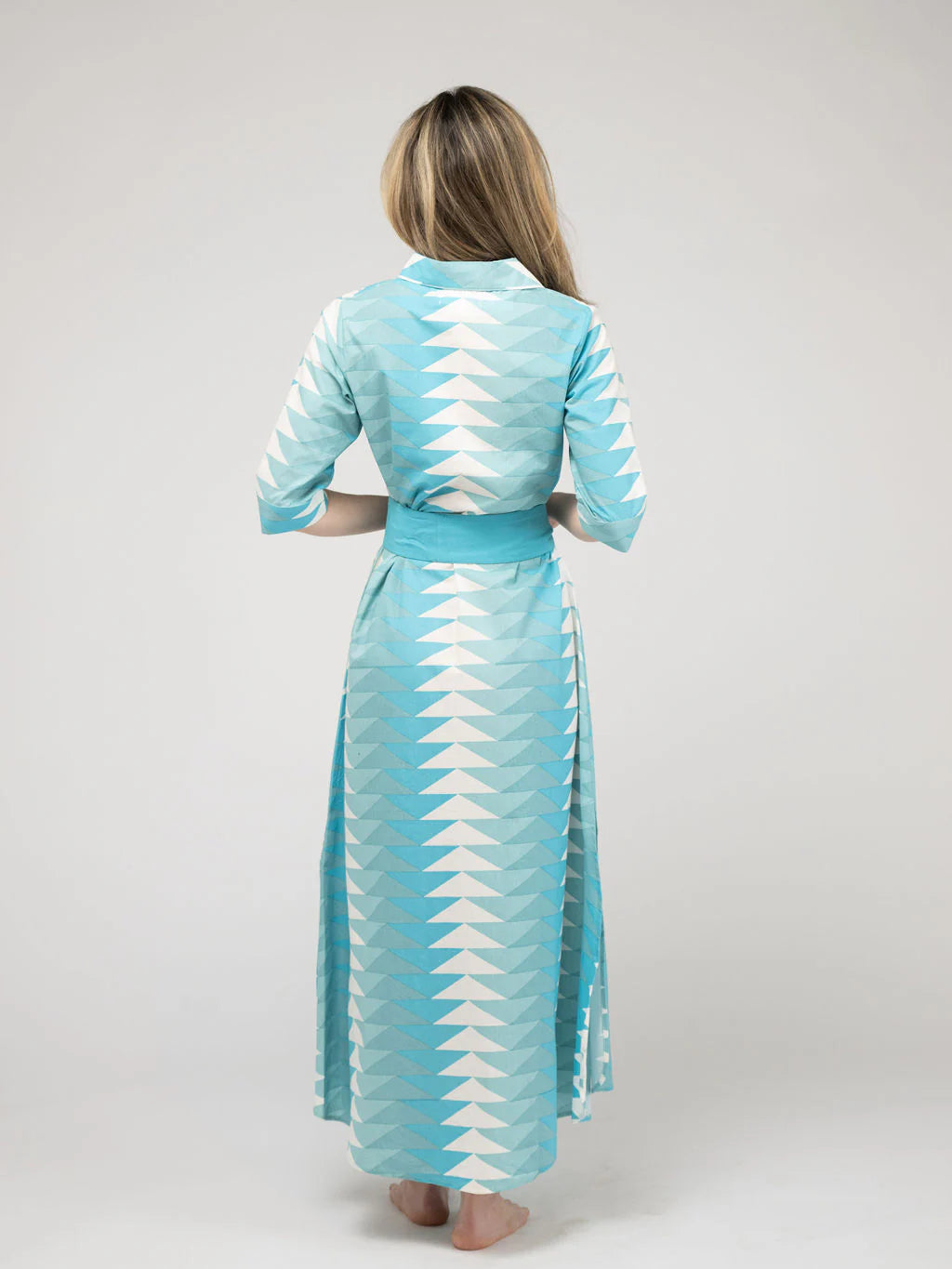 Eloise Dress | Bagru Triangle Blue