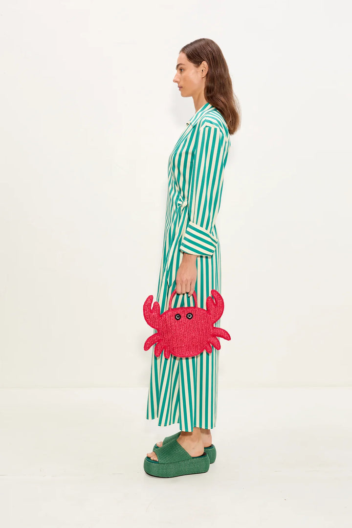 Anya Wrap Dress | Teal & Cream Stripe