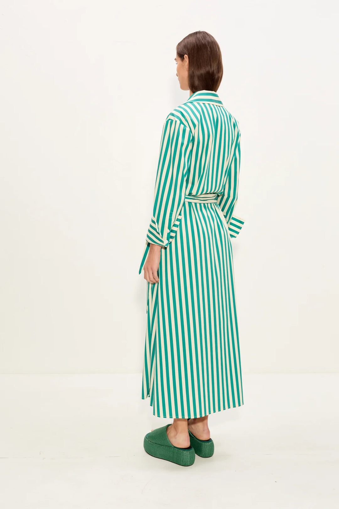 Anya Wrap Dress | Teal & Cream Stripe