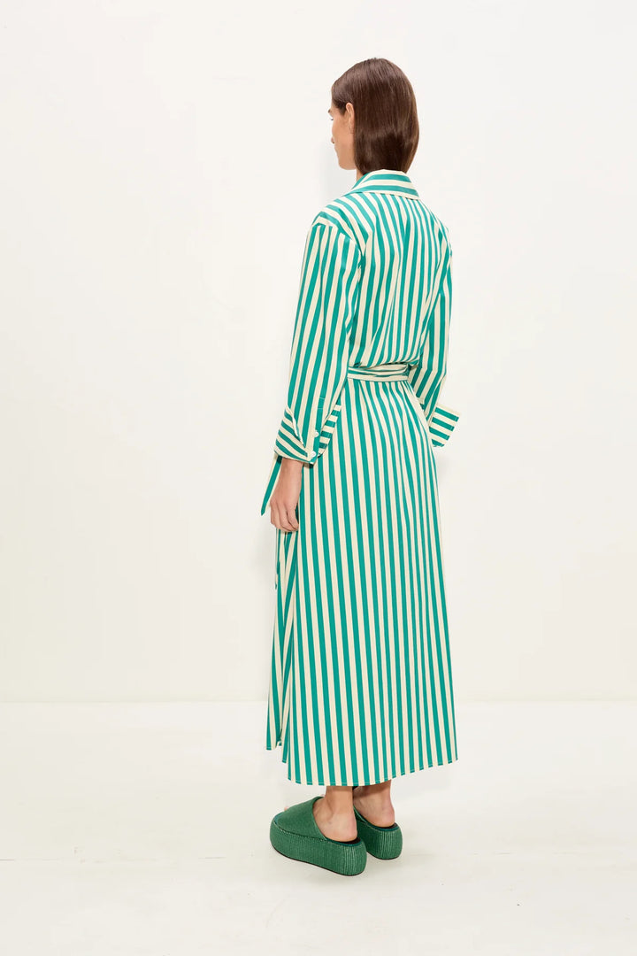 Anya Wrap Dress | Teal & Cream Stripe