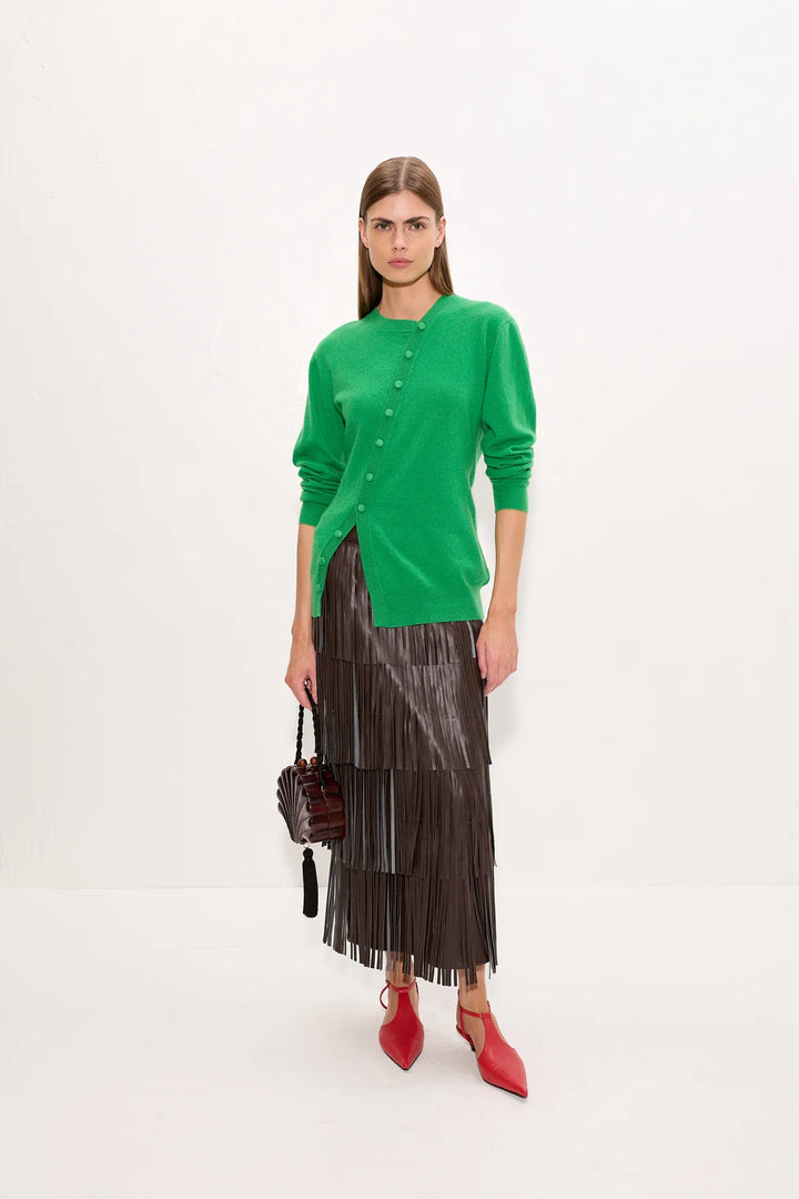 Za Za Vegan Leather Fringe Skirt | Choco Brown