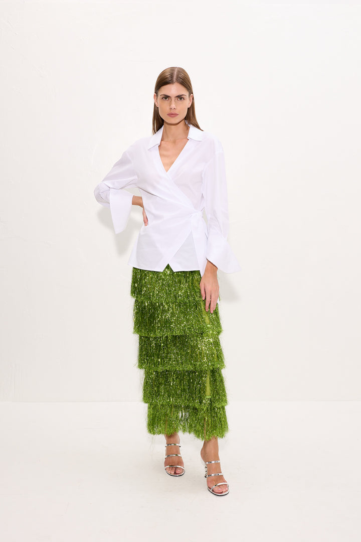 Anya Poplin Wrap Top | Macadamia
