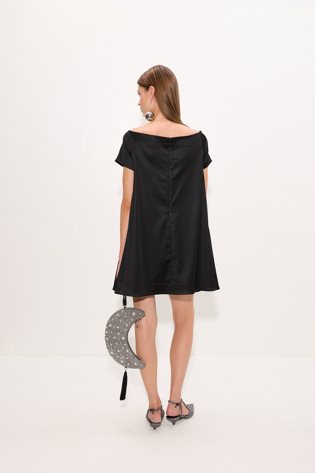 Taja Satin Mini Dress | Black