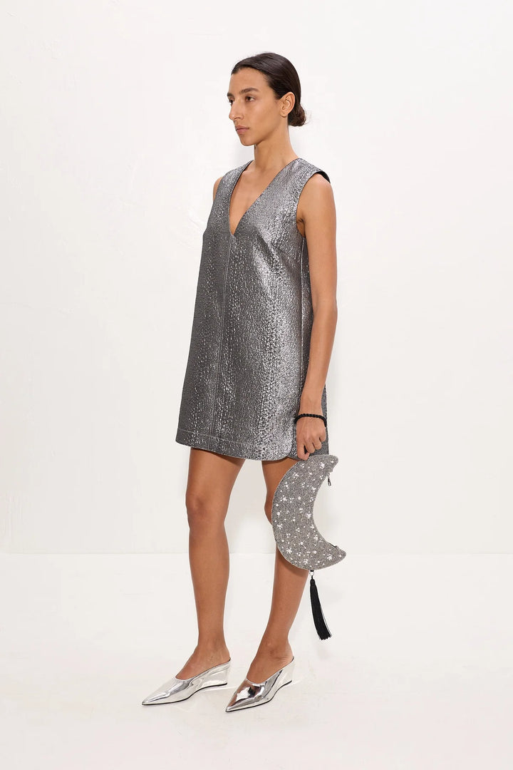 Fountain Metallic Mini Dress | Pewter