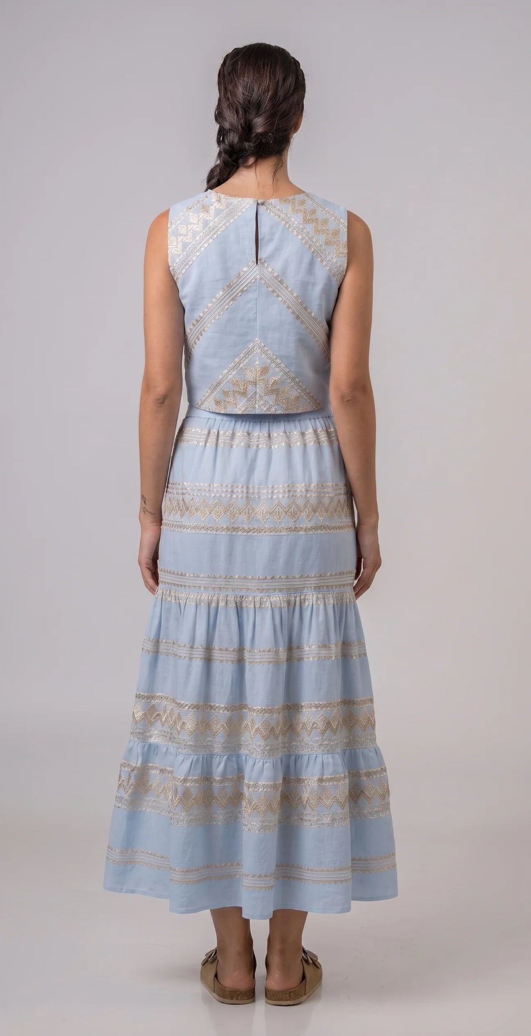 Sleeveless Embroidered Top | Light Blue