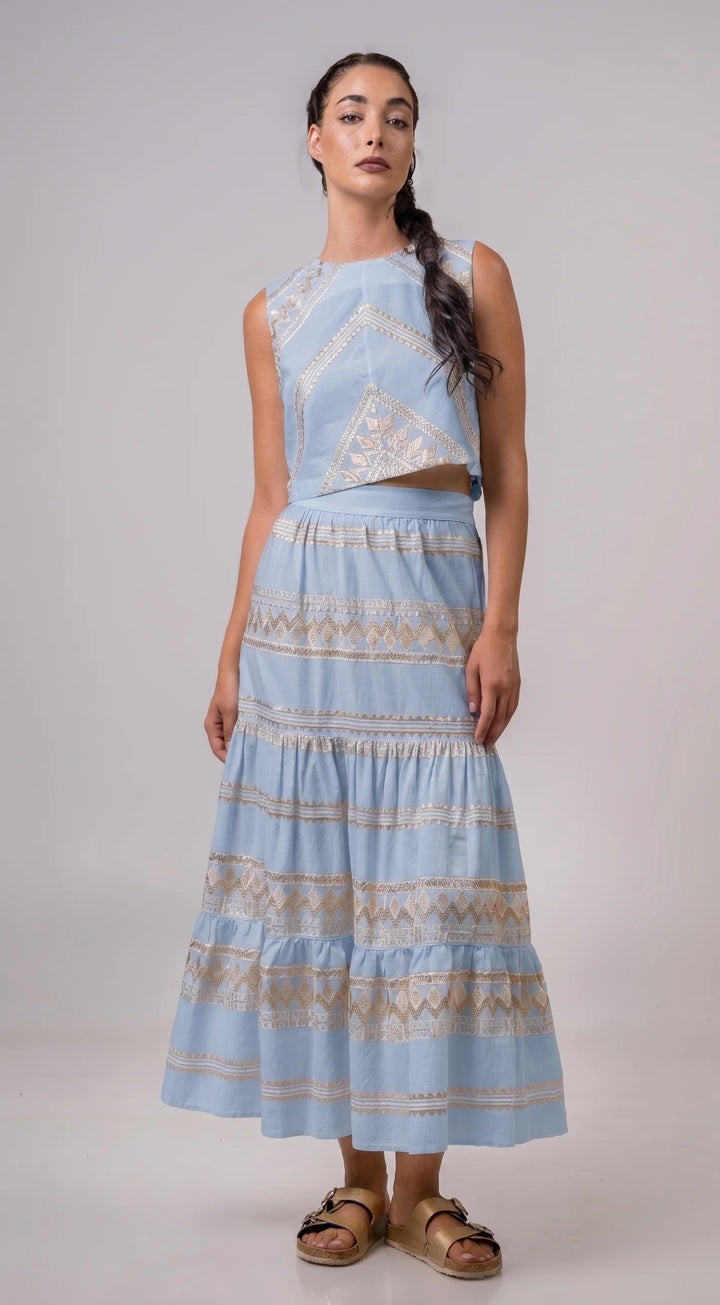 High Waisted Maxi Skirt | Light Blue