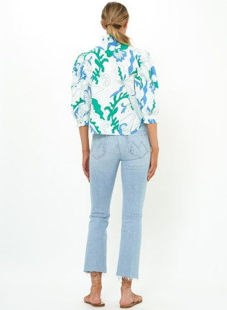 Ruffle Front Button Blouse | Orchid Green