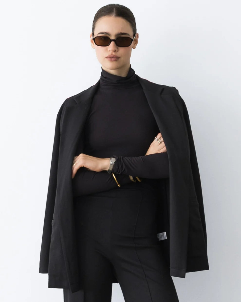 Ponte Knit Oversized Blazer | Black
