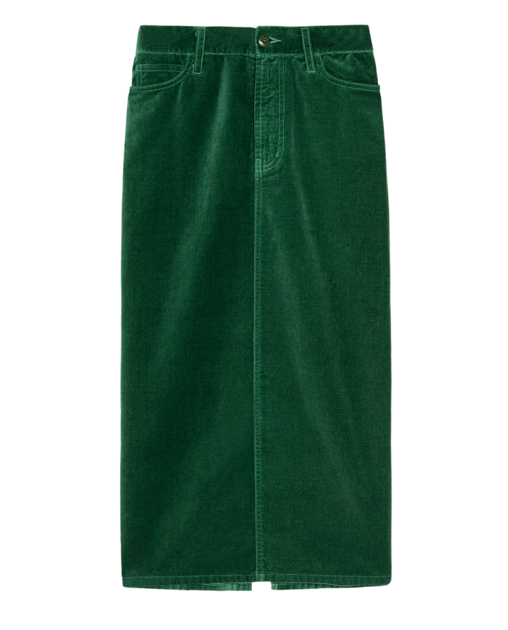 Velvet Column Skirt | Emerald