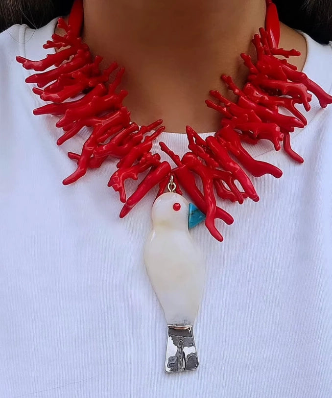 Red Coral Branch Necklace