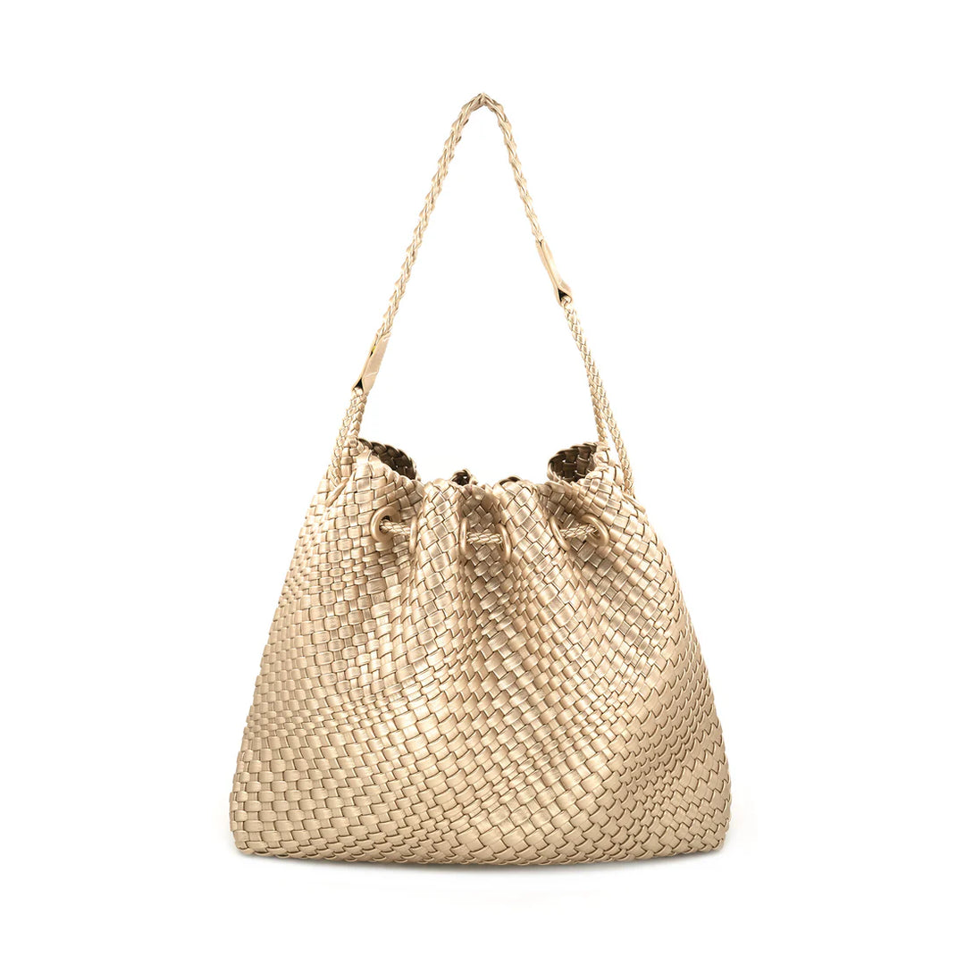 Kara Woven Bag | Champagne - Charlotte's Inc
