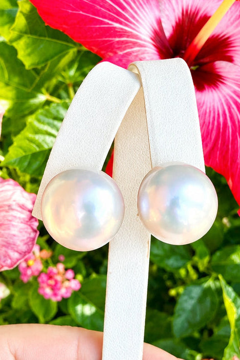 14kt Gold Large Button Pearl Earrings EZ8395