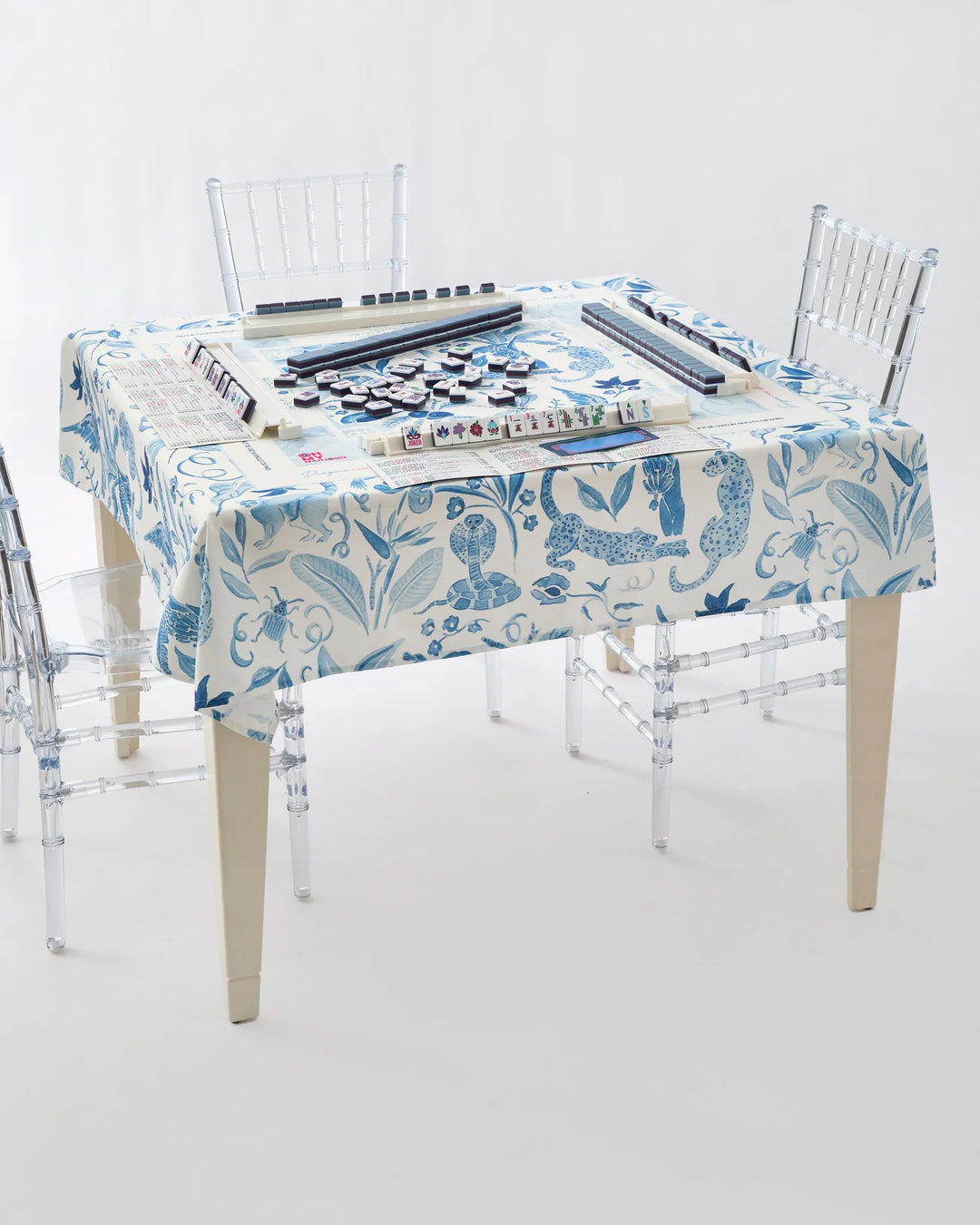 Instructional Mahjong Tablecloth | Blue