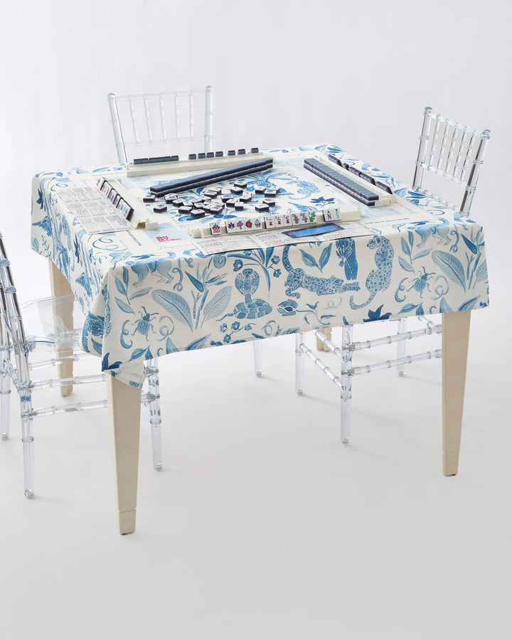 Instructional Mahjong Tablecloth | Blue