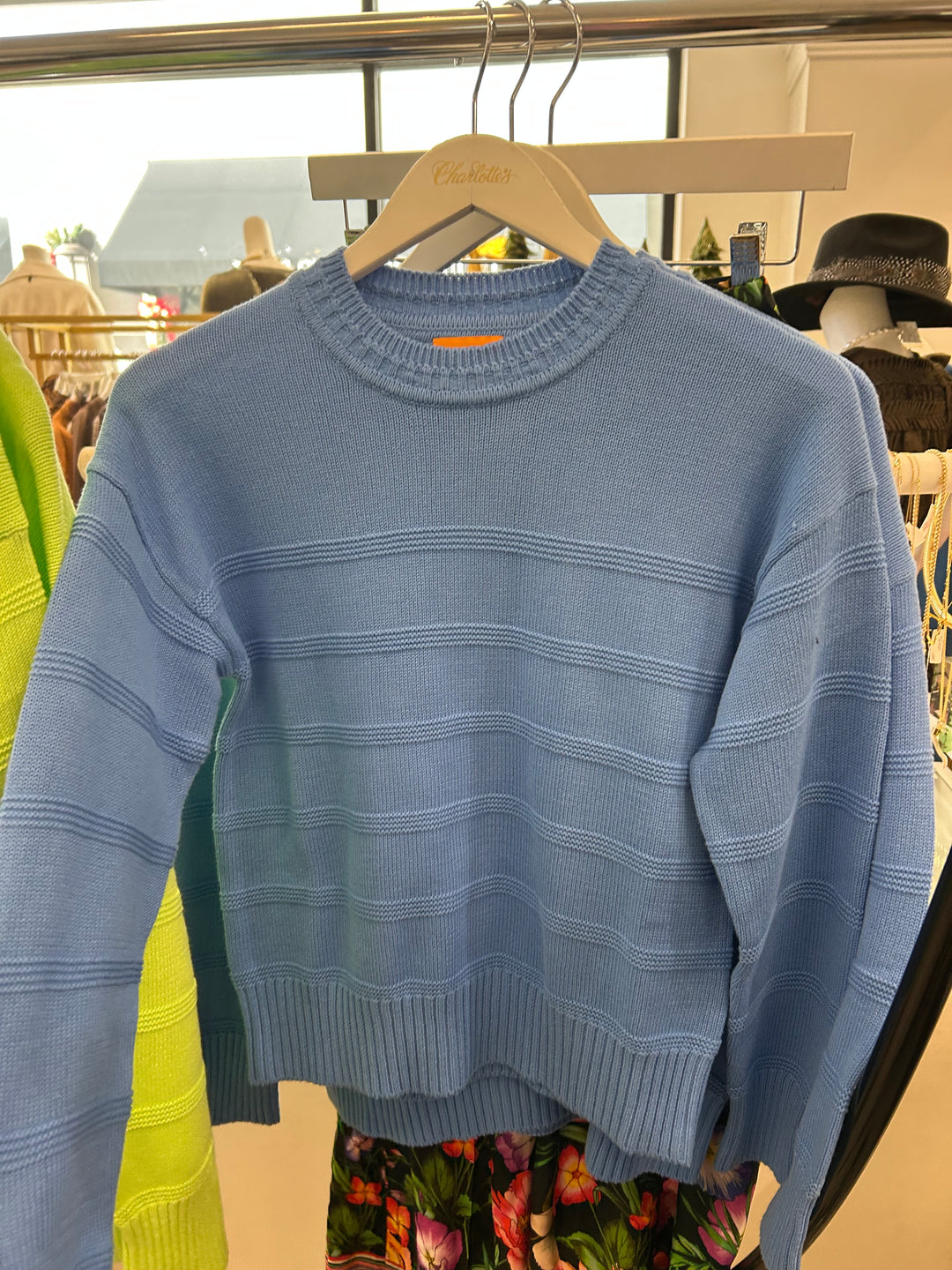 Tilly Textured Stripe Crew | Tranquil Blue