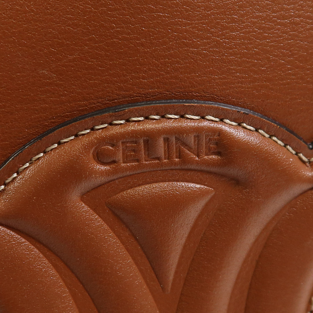 Celine Cowhide Leather Cuir Triomphe Golden Shoulder Bag Brown Calfskin