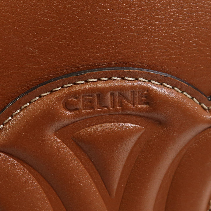 Celine Cowhide Leather Cuir Triomphe Golden Shoulder Bag Brown Calfskin