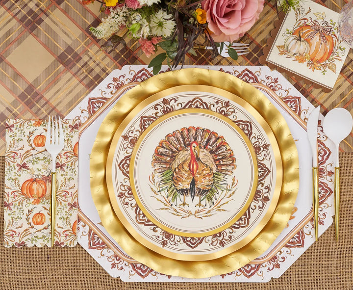 Turkey & Gourds by Rosanne Beck Wavy Dinner Plate 10.5"