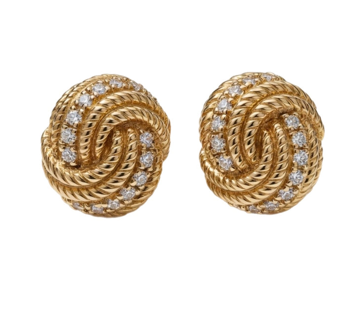 14kt Gold Swirl Earring with .9ccts Diamonds EZ5843