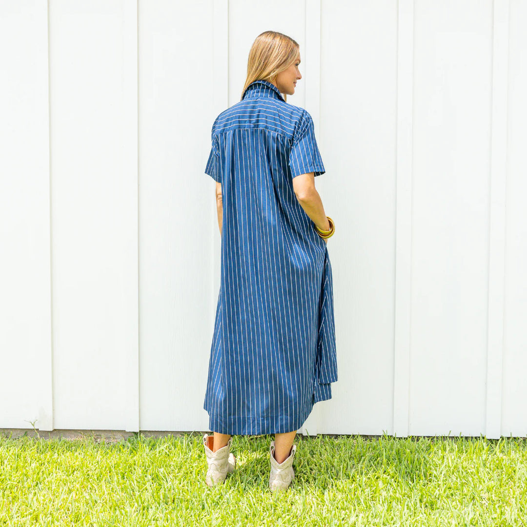 Millie Dress Long | Royal Stripe