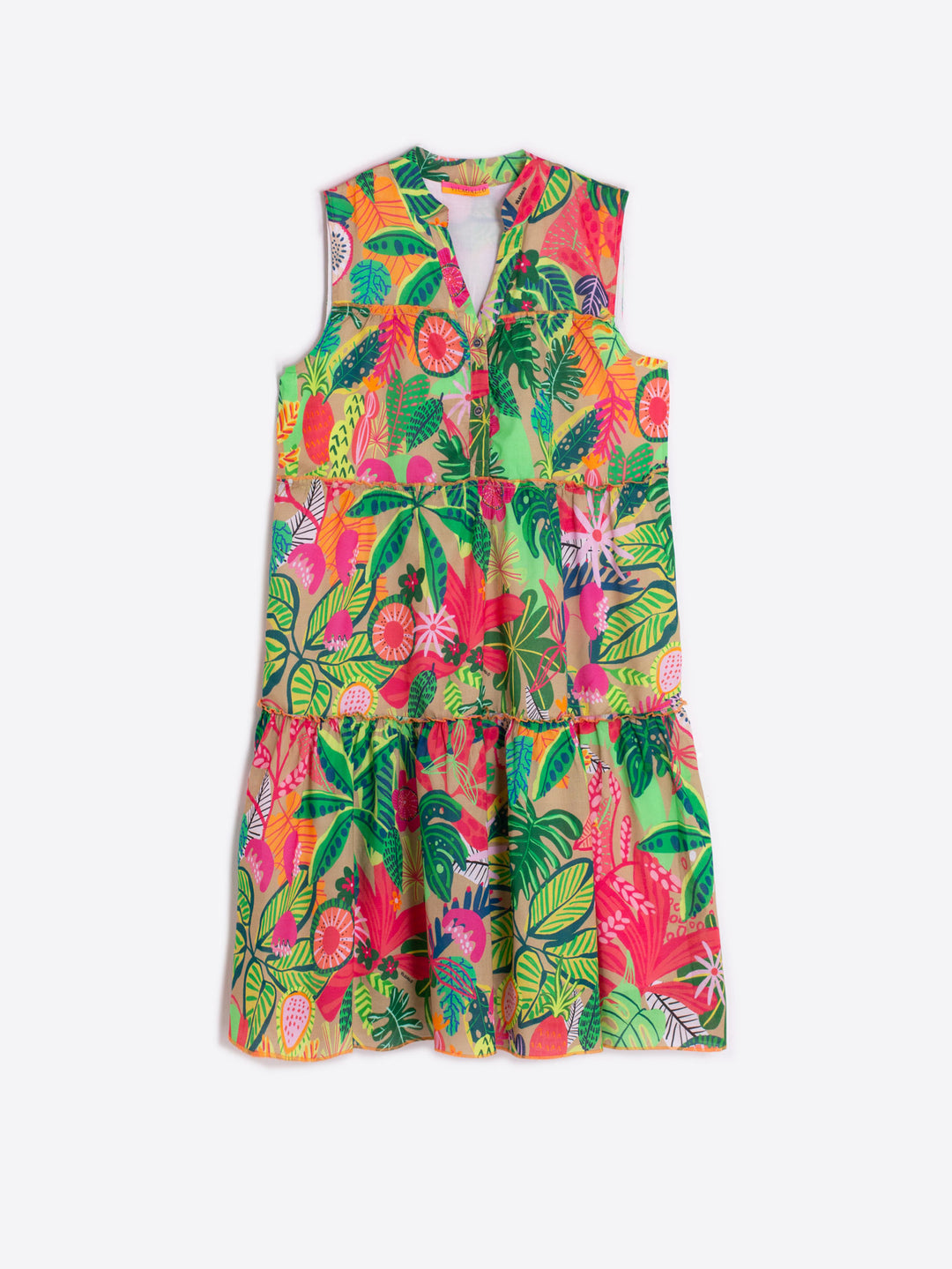 Vilagallo Isa Dress | Tropical Print Voile