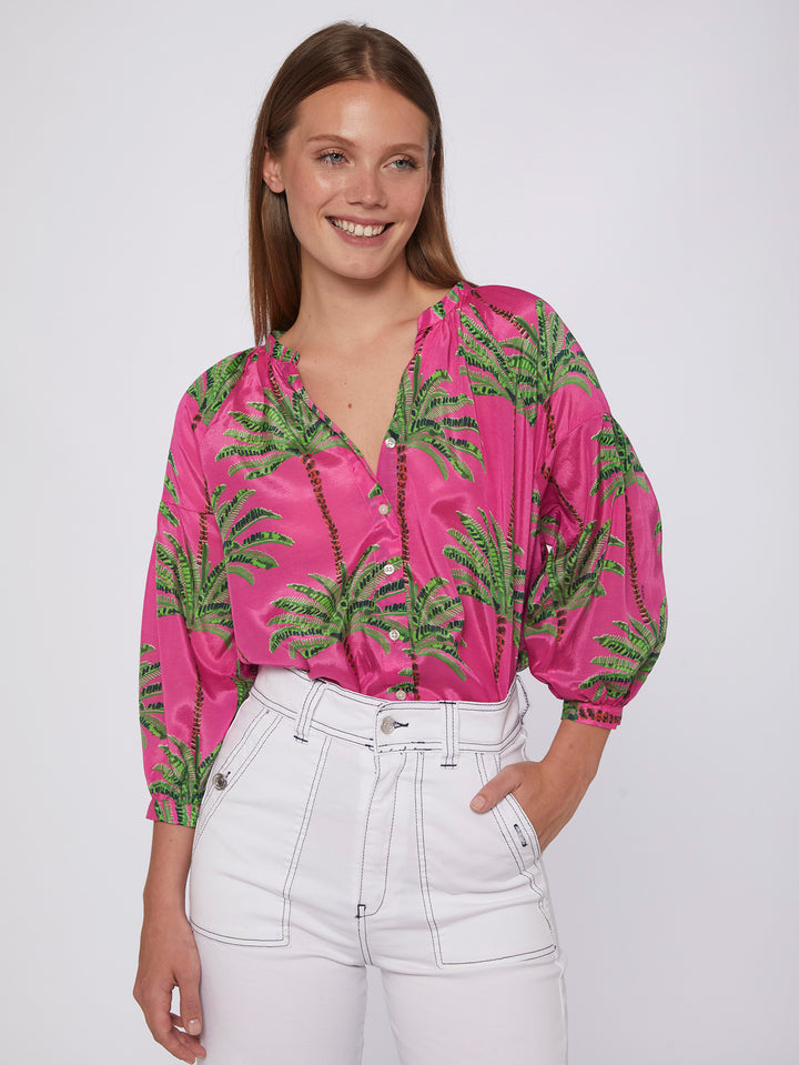 Vilagallo Mabel Shirt | Pink Palm Tree