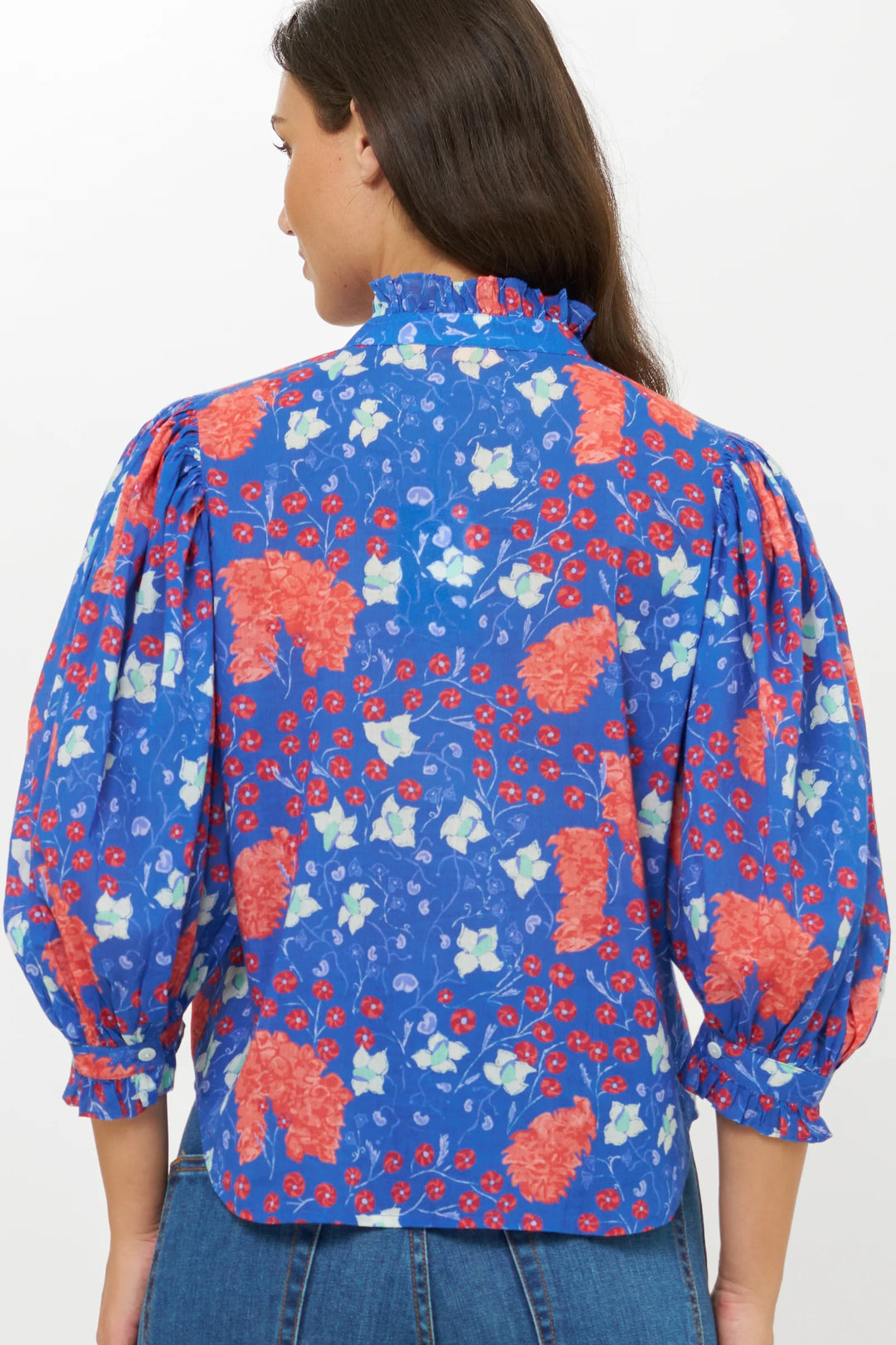 Ruffle Front Blouse | Fleur Blue