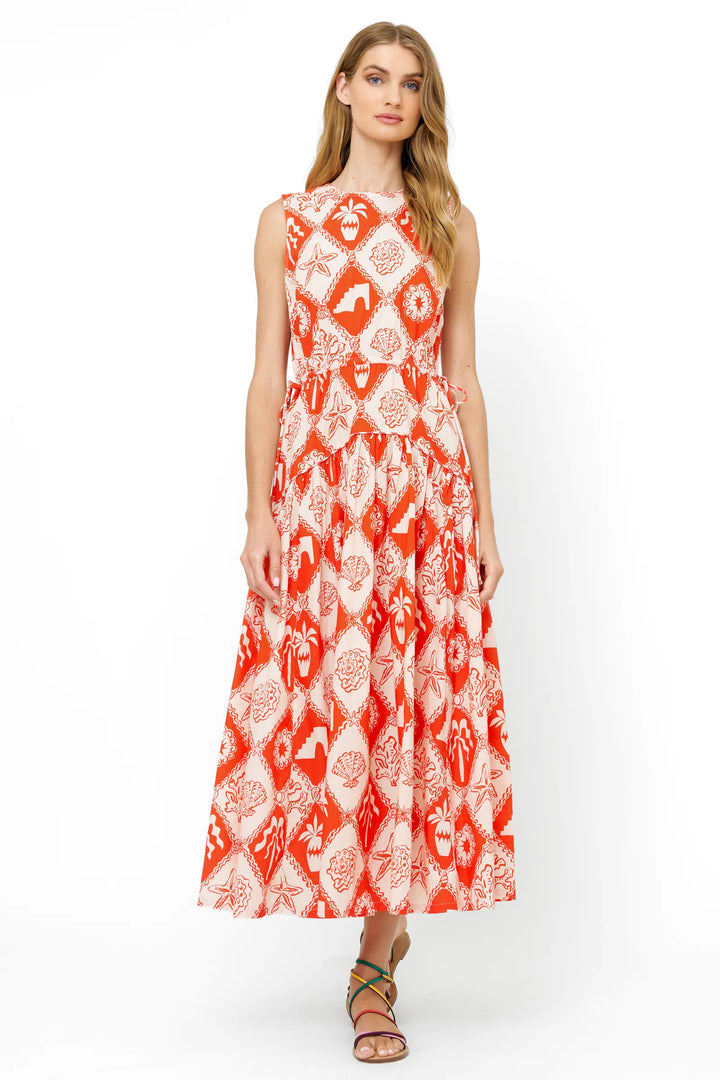 Sleeveless Piped Maxi | Red Asterias