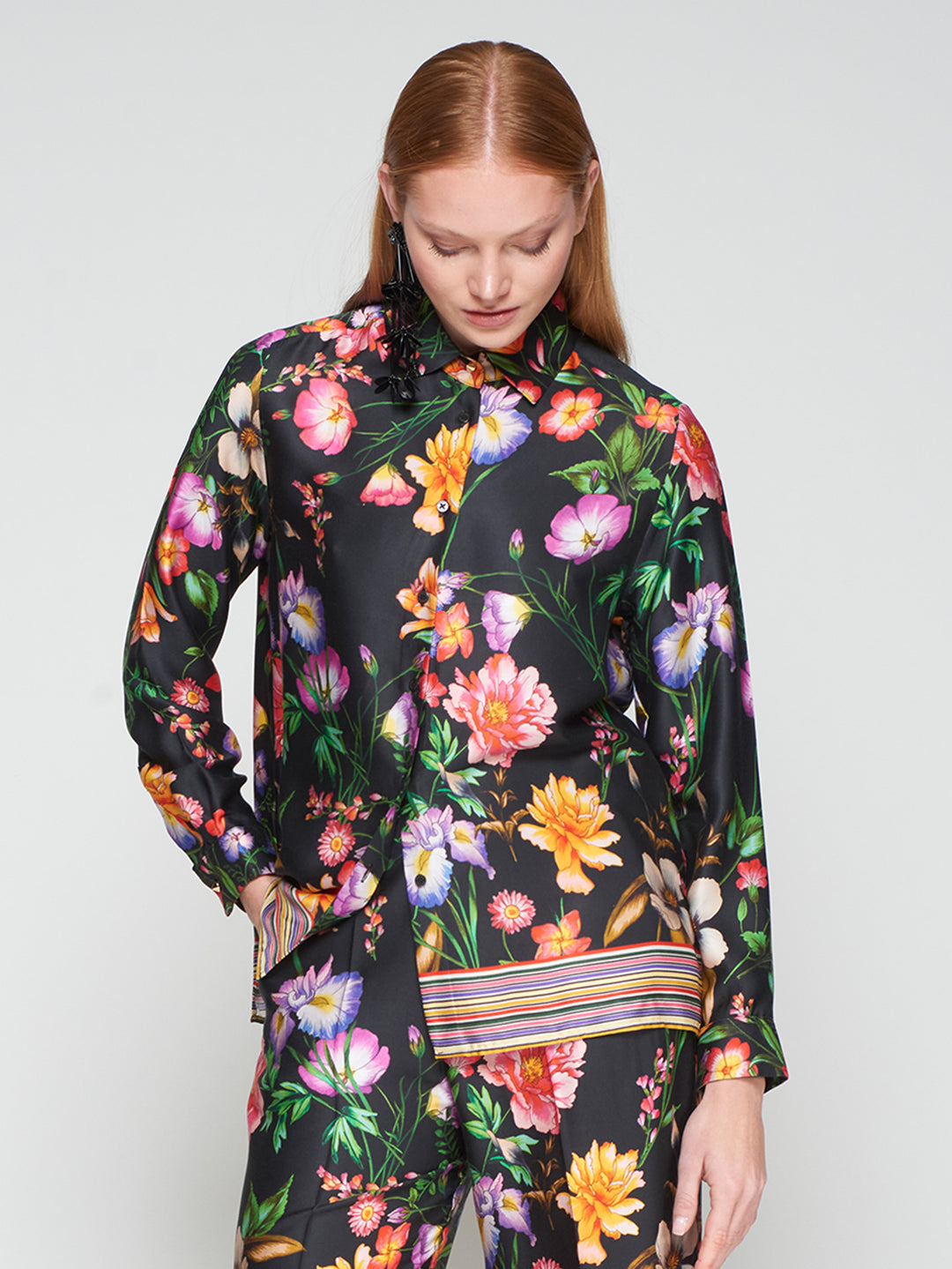 Tea Shirt | Black Floral